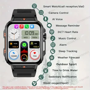 Smart Watch Men/Women Bluetooth Call 24/7 Heart Rate Monitor IP68/Waterproof 100+ Sport Mode