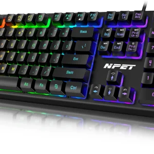 NPET K10V3 Gaming Keyboard, 104 Keys Wired